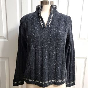 Woolrich Onyx Heather Wool Blend 1/4 Zip Pullover Sweater, Women's Medium